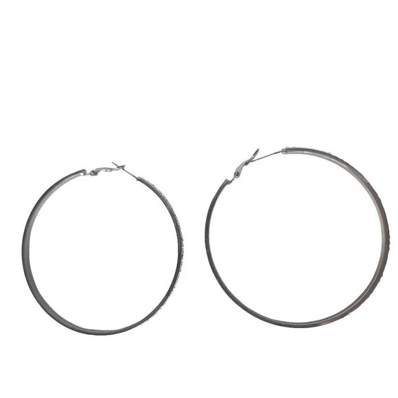 Rhinestone Hoop Earrings Womens Costume Jewelry - Picture 2 of 3